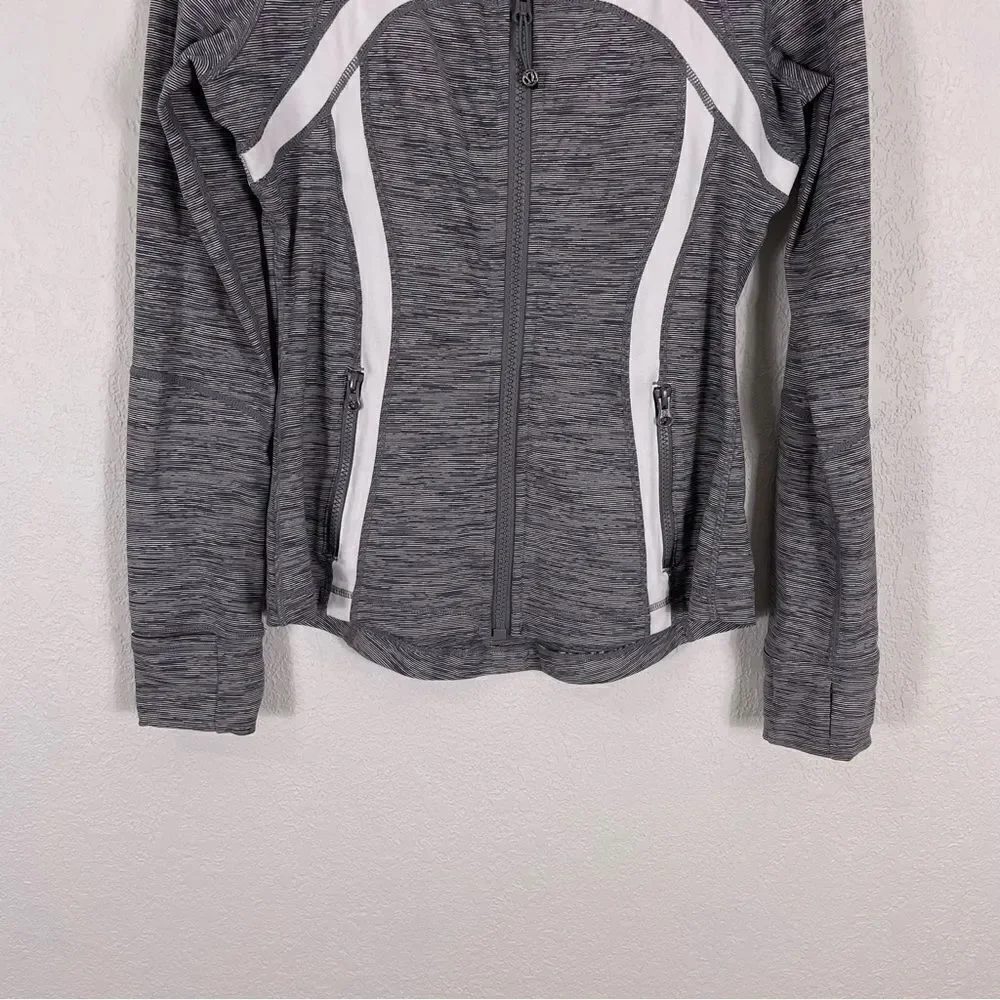 Lululemon Striped Grey & White Zip Up Work‎ Out Define Jacket Size 8